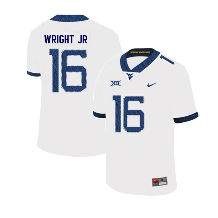 NCAA Men's Winston Wright Jr. West Virginia Mountaineers White #16 Nike Stitched Football College Authentic Jersey AT23W72OX